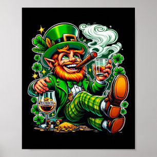 Leprechaun's St. Patrick's Dag Bourbon En Sigaren  Poster