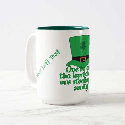 Leprechauns Stealing Sanity aangepaste mokken (Voorkant links)