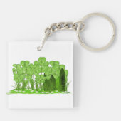 Leprechaun's Top Hat Lying in Field of Shamrocks Sleutelhanger (Achterkant)