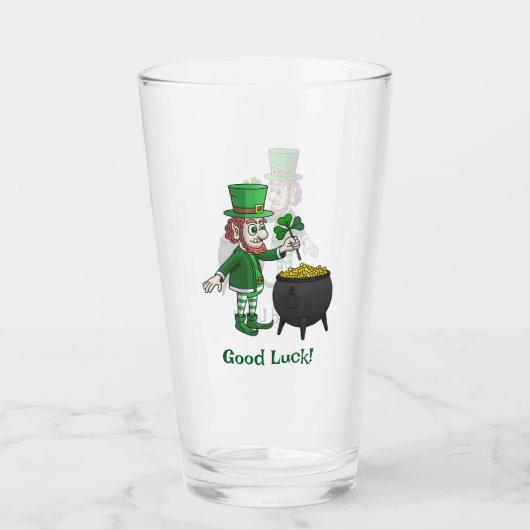 Leprechauns Veel Geluk Glas (Voorkant)