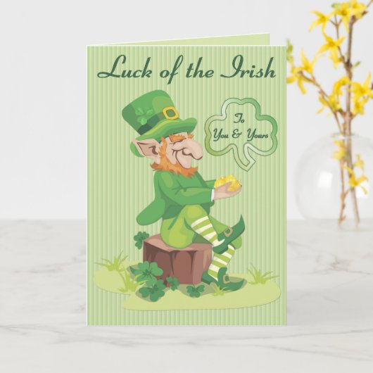 Leprechauun Groeten Kaart (Gele Bloem)