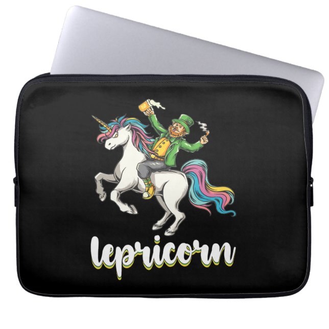 Lepricorn Kabouter Eenhoorn St. Patrick's Dag Laptop Sleeve (Voorkant)