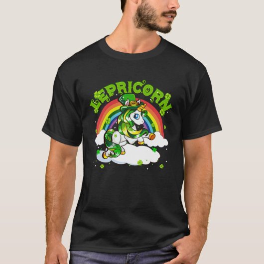 Lepricorn Unicorn St Patricks Day Shamrock Space G T-shirt (Voorkant)