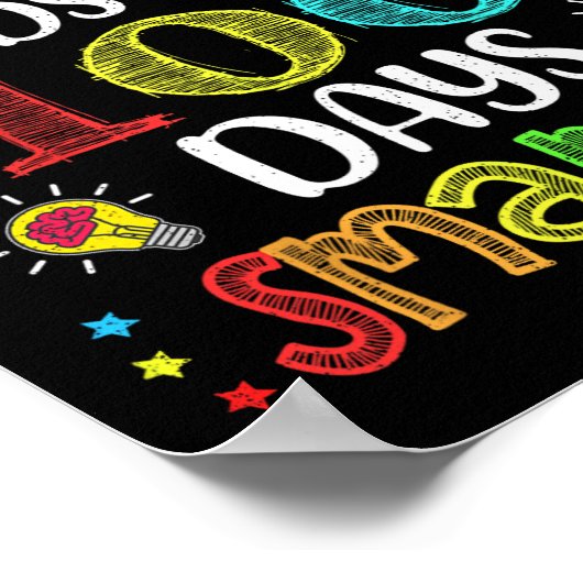 Leraar 100 dagen slimmer 100ste dag schoolcadeau poster (Hoek)