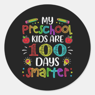 Leraar 100 dagen slimmer 100ste dag schoolcadeau ronde sticker