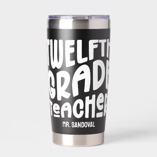 Leraar 12e klas Minimalistische tekst Geïsoleerde Drinkbeker (Voorkant)