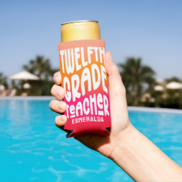 Leraar 12e klas oranje rode ombre seltzer blikjeskoeler