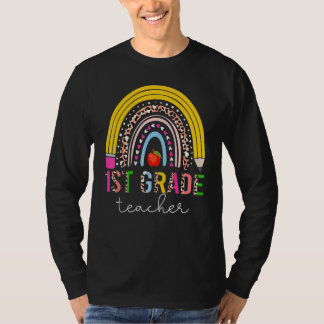 Leraar 1e klas Cute Rainbow Potlood Luipaard Rug T-shirt