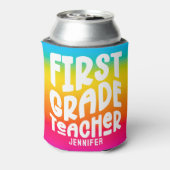 Leraar 1e klas Kleurrijke Gradiënt Aangepast  Blikjeskoeler (Blikje Achterkant)