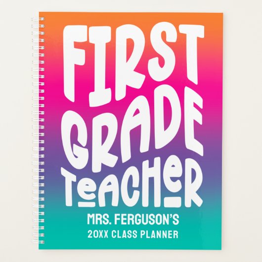 Leraar 1e klas kleurrijke Ombre klas Planner (Voorkant)