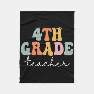 Leraar 4e klas Retro Groovy Vintage Eerste Schoold Fleece Deken