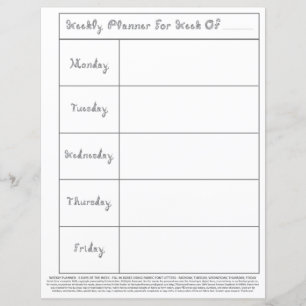 Leraar 5-daagse Week Lessen Plan Zilveren Stof Fon