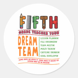 Leraar 5e klas tour terug naar school vijfde crew ronde sticker