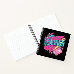 Leraar 90s Retro Kleurrijke Leraar Terug Naar Scho Notitieboek