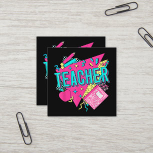 Leraar 90s Retro Kleurrijke Leraar Terug Naar Scho Vierkante Visitekaartje