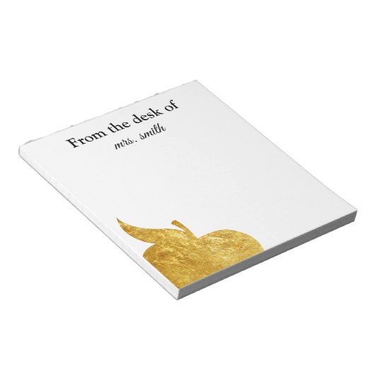 Leraar Aangepaste Gold Apple Notitieblok (Schuin)