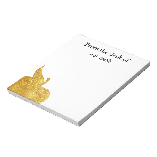 Leraar Aangepaste Gold Apple Notitieblok (Linkerzijde)