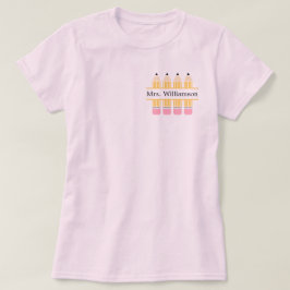 Leraar Aangepaste naam Geel Potlood T-shirt