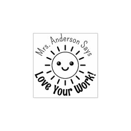 Leraar Aangepaste Naam Schattig Kawaii Zon Houd Va Rubberstempel
