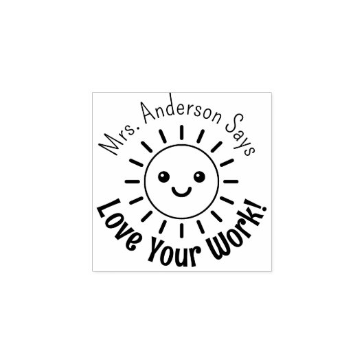 Leraar Aangepaste Naam Schattig Kawaii Zon Houd Va Rubberstempel (Afrduk)