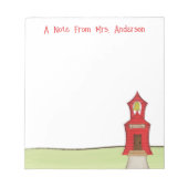 Leraar Aangepaste School Gebouw Schattig Notitieblok (Voorkant)