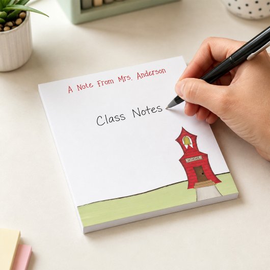 Leraar Aangepaste School Gebouw Schattig Notitieblok