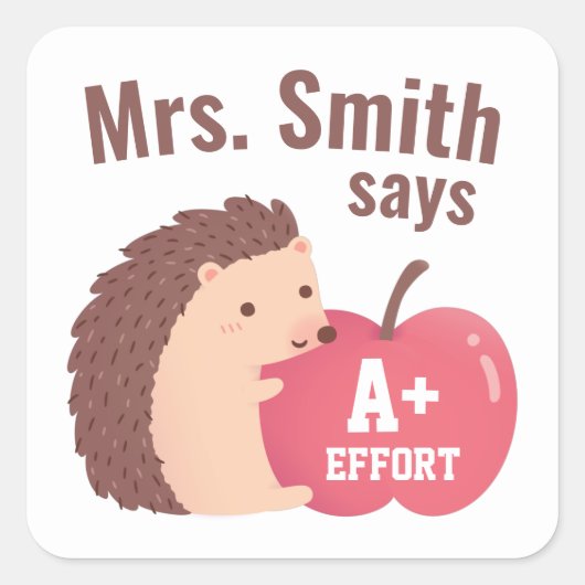 Leraar Aanmoediging, Egel en Appel Sticker (Voorkant)