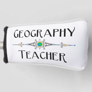 Leraar aardrijkskunde decoratieve lijn golfheadcover