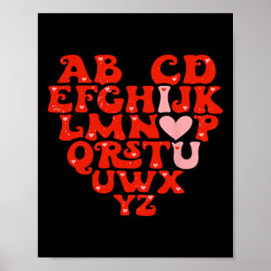 Leraar Abc Alfabet Ik Hou Van Jou Hart Valentijnsd Poster