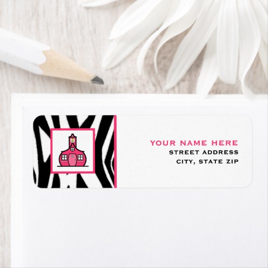 Leraar Adreslabel - Zebra Print Etiket (Insitu)