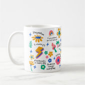 Leraar Affirmatie Gift, Retro Groovy Bloemen Koffiemok (Links)