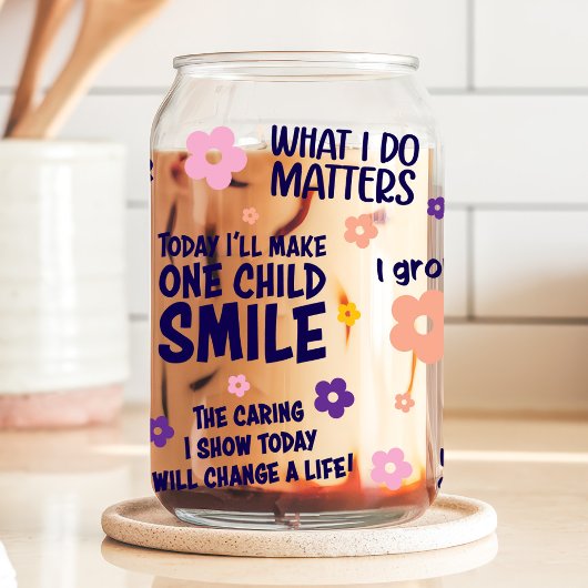 Leraar Affirmaties Bloemen Blikvorm Glas