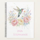 Leraar Afstudeercadeau Wilde Bloem Kolibrie Cadeau Planner (Voorkant)