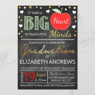 Leraar Afstuderen Chalkboard neemt een groot hart Kaart