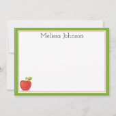 Leraar Appel Schattig Leuk School Gepersonaliseerd Notitiekaartje (Voorkant)