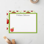 Leraar Appel Schattig Leuk School Gepersonaliseerd Notitiekaartje (Voorkant / Achterkant in situ)