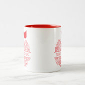Leraar Appel Typografie Rood en Wit Tweekleurige Koffiemok (Center)