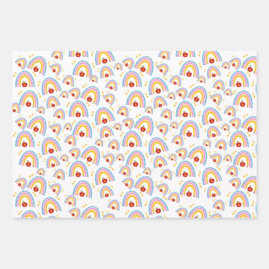 leraar appel waardering helder kleurrijk schattig inpakpapier vel (Voorkant 2)