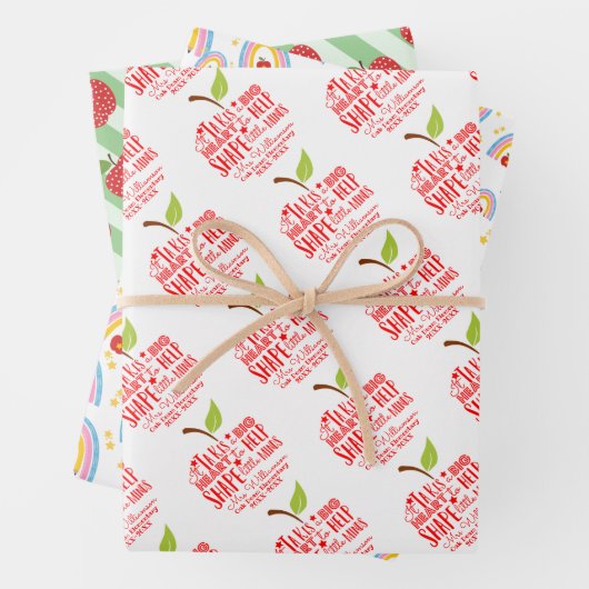 leraar appel waardering helder kleurrijk schattig inpakpapier vel (In situ)