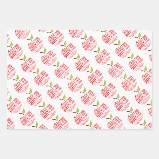 leraar appel waardering helder kleurrijk schattig inpakpapier vel (Voorkant)