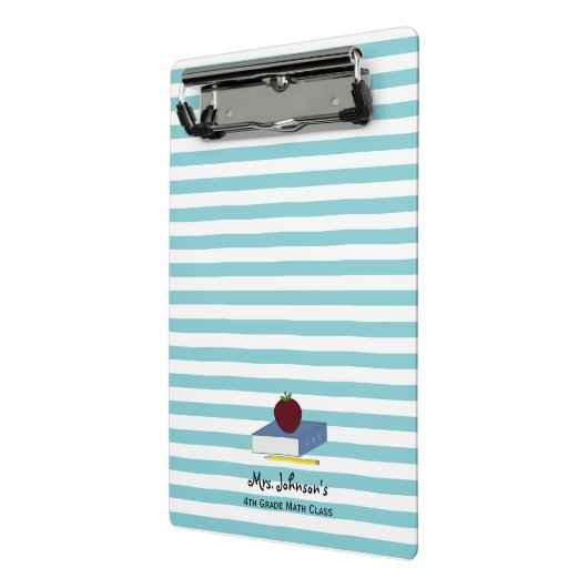 Leraar Apple Blue White Stripe Mini Klembord (Angled2)
