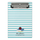 Leraar Apple Blue White Stripe Mini Klembord (Voorkant)
