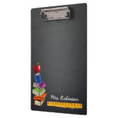 Leraar Apple Book Stack Chalkboard Monogram Naam Klembord (Links)