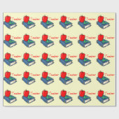 Leraar Apple Book Wrapping Paper Cadeaupapier (Vlak)