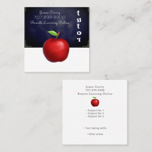 Leraar Apple Chalkboard Vierkante Visitekaartje (Voorkant / Achterkant)