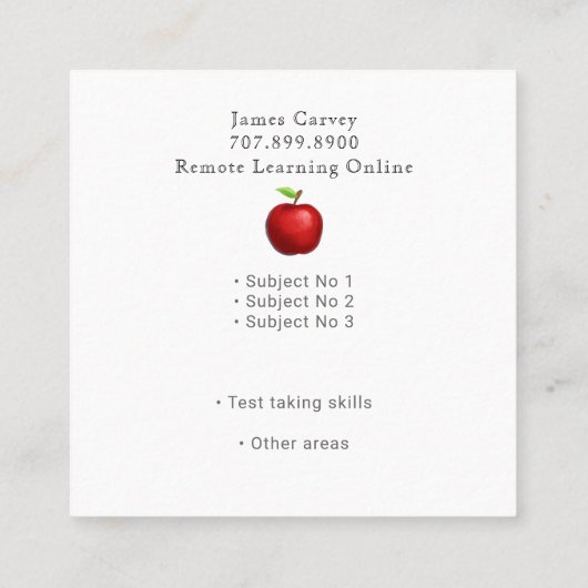 Leraar Apple Chalkboard Vierkante Visitekaartje (Achterkant)