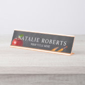 Leraar Apple en Pencils Chalkboard Bureau Naambordje (Voorkant)