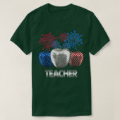 Leraar Apple Firework American Flag T-Shirt (Design voorkant)