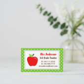 Leraar Apple Green Polka Dots Visitekaartje (Staand voorkant)