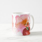 Leraar Apple Heart Monogram Naam Rood Roze Koffiemok (Voorkant rechts)